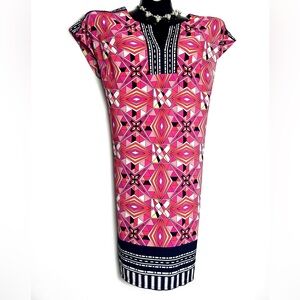 Geometric Pink and Black Dress